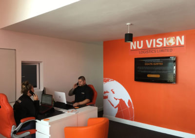 The reception desk at Nu Vision Logistics
