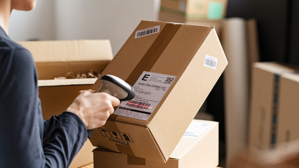 Scanning a parcel tracking barcode