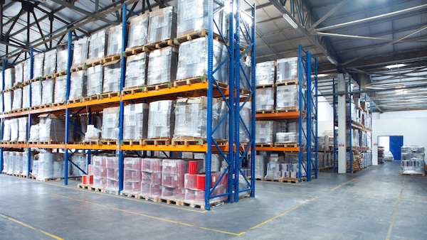 A warehouse effectively using space and storing item vertically to the rafters